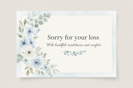 A condolence card for someone who recently passed away.
